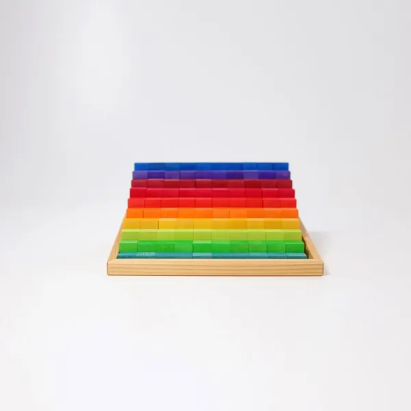 Комплект с отворен край GRIMM'S SPIEL UND HOLZ DESIGN RAINBOW Small Stepped Counting Blocks