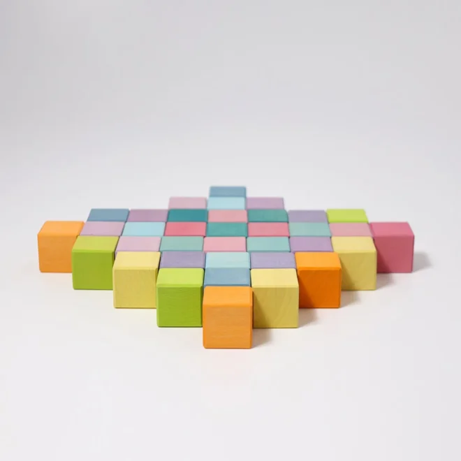 Комплект от големи дървени кубчета в пастелни нюанси GRIMM'S SPIEL UND HOLZ DESIGN PASTEL MOSAIC - Image 2