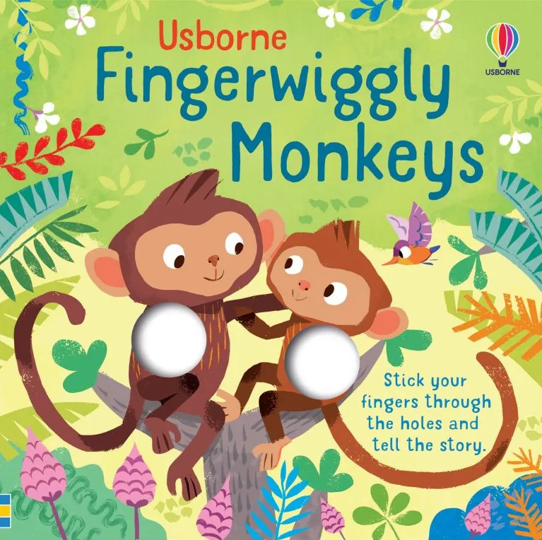 Занимателна и издръжлива книжка за мъничета Fingerwiggly Monkeys