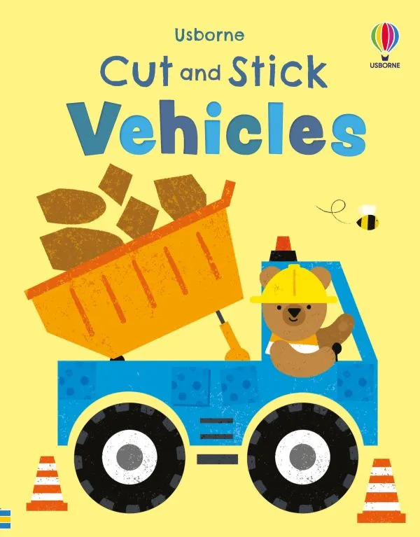 Детска книжка със занимания Cut and Stick Vehicles