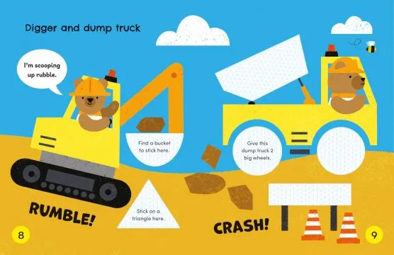 Детска книжка със занимания Cut and Stick Vehicles - Image 2